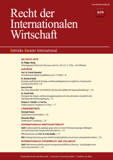  Recht der Internationalen Wirtschaft (RIW)