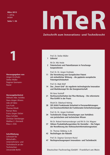  Zeitschrift zum Innovations- und Technikrecht (InTeR)