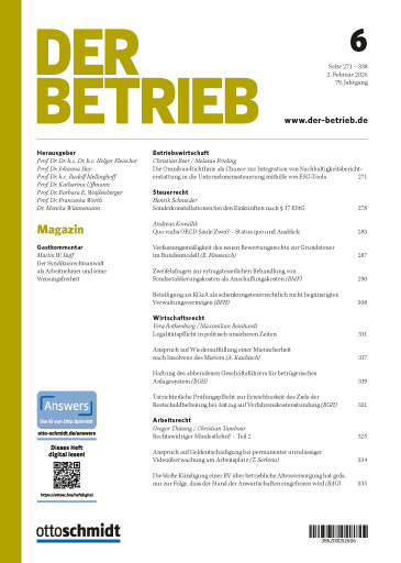  DER BETRIEB (DB), Rubrik Arbeitsrecht