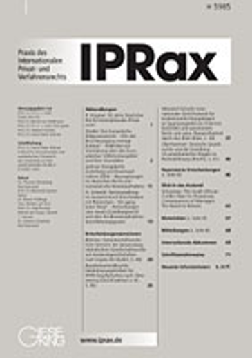  Praxis des Internationalen Privat- und Verfahrensrechts (IPRax)