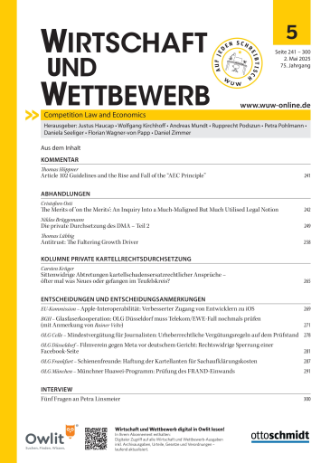  WIRTSCHAFT UND WETTBEWERB (WuW)